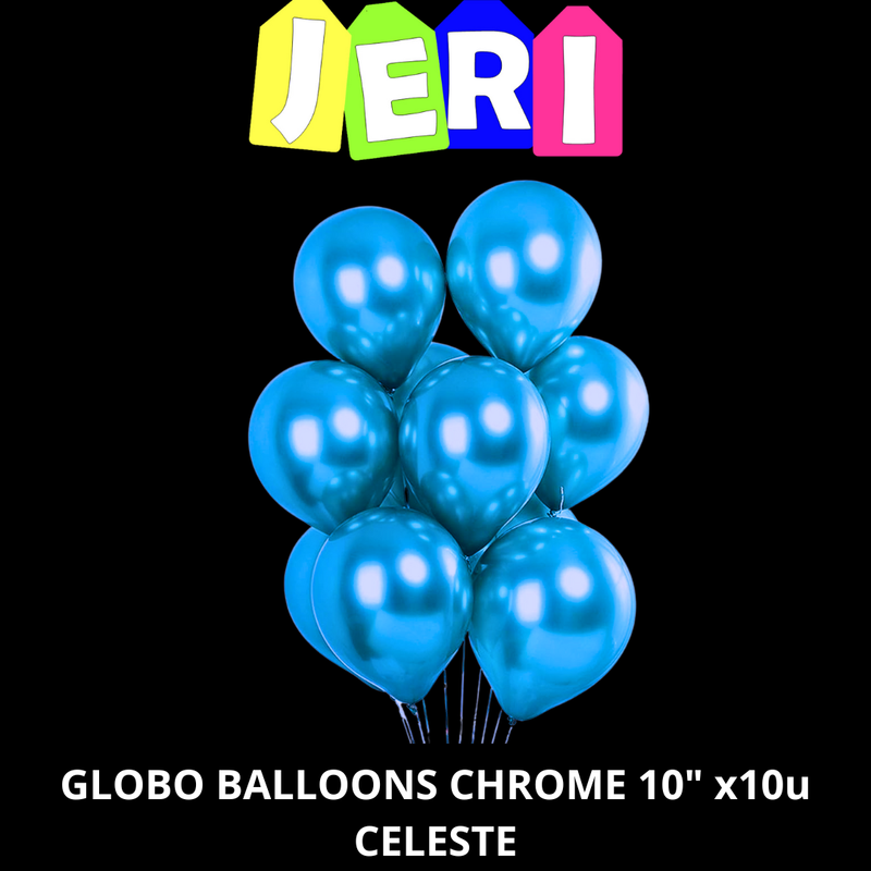 GLOBO BALLOONS CHROME 10" x10u (CELESTE)