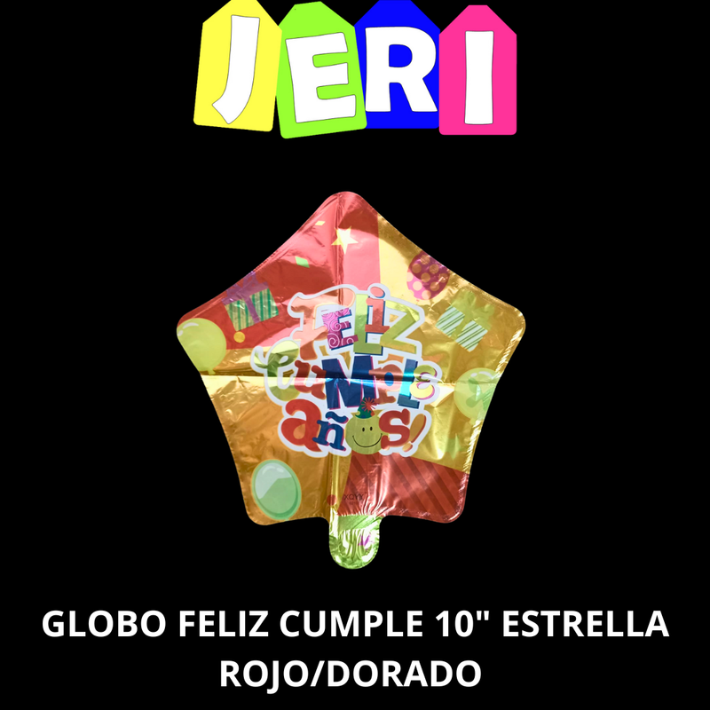 GLOBO FELIZ CUMPLE 10" ESTRELLA