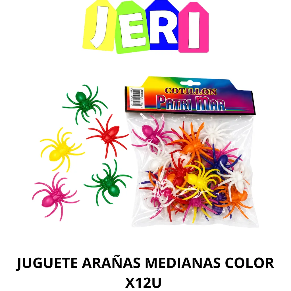 JUGUETE ARAÑAS MEDIANAS COLOR X12U
