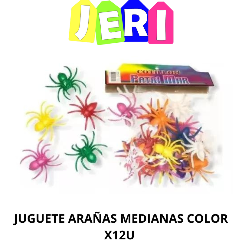 JUGUETE ARAÑAS MEDIANAS COLOR X12U