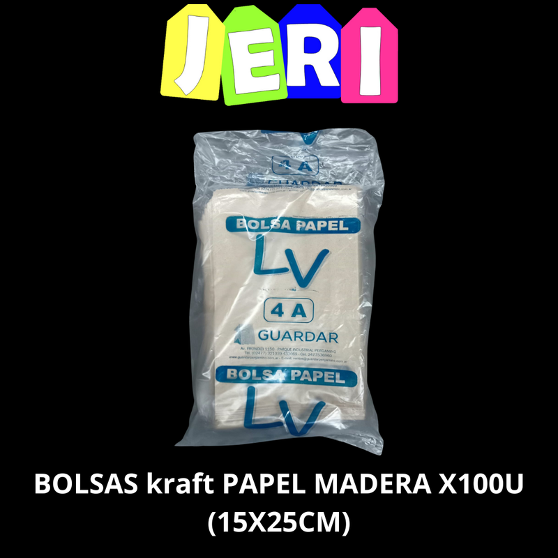 BOLSAS PAPEL MADERA KRAFT  X100U