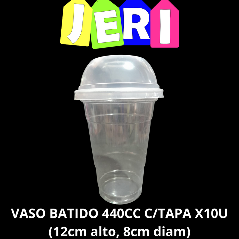VASO BATIDO 440CC C/TAPA X10U