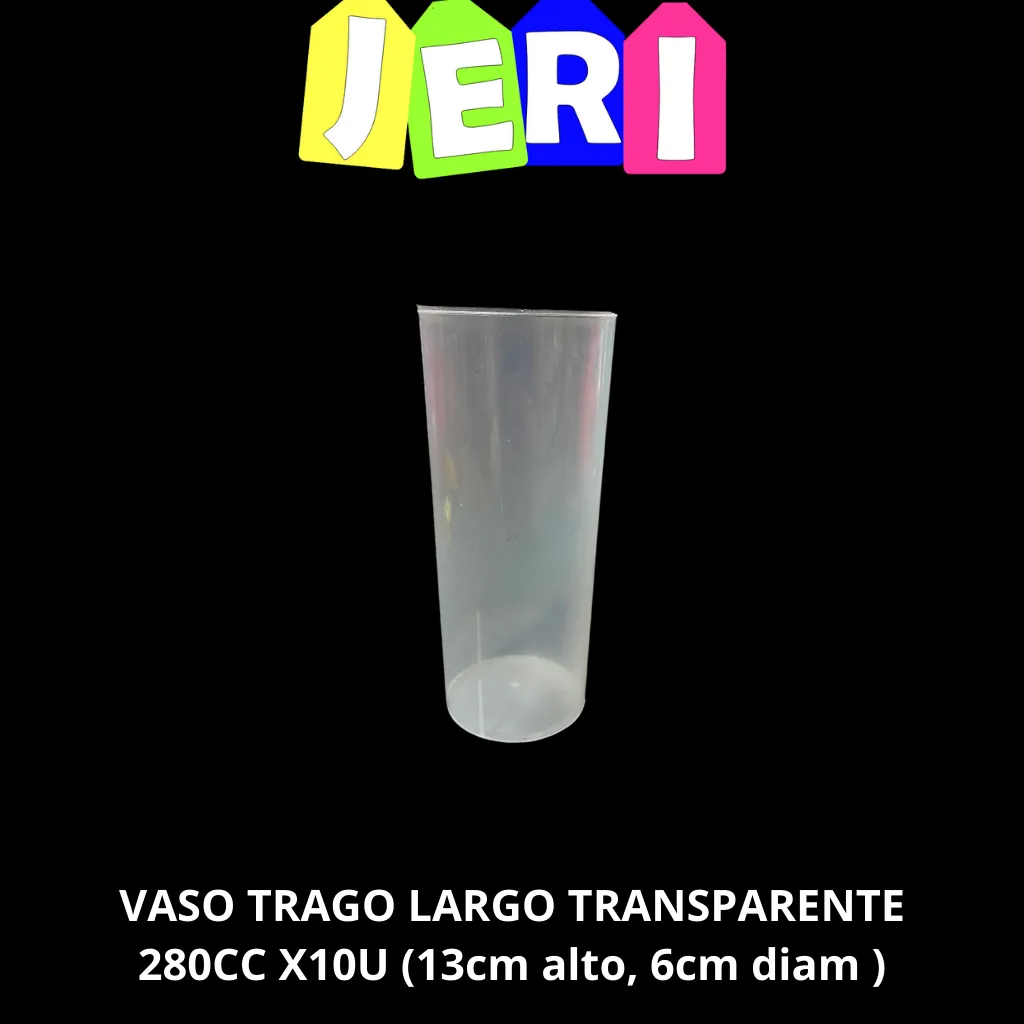 VASO TRAGO LARGO TRANSP 280CC X10U