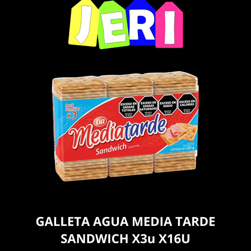 GALLETA AGUA MEDIA TARDE SANDWICH X3U X16U