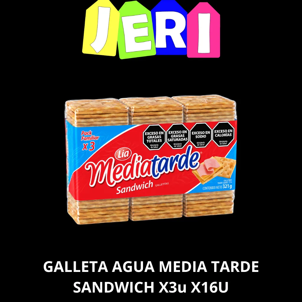 GALLETA AGUA MEDIA TARDE SANDWICH X3U X16U