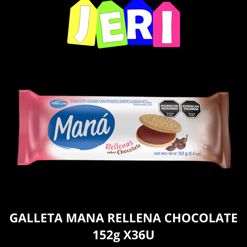 GALLETA MANA RELLENA CHOCOLATE 152g X36U
