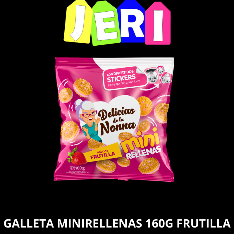 GALLETA MINIRELLENAS DEL DE LA NONNA 160G FRUTILLA