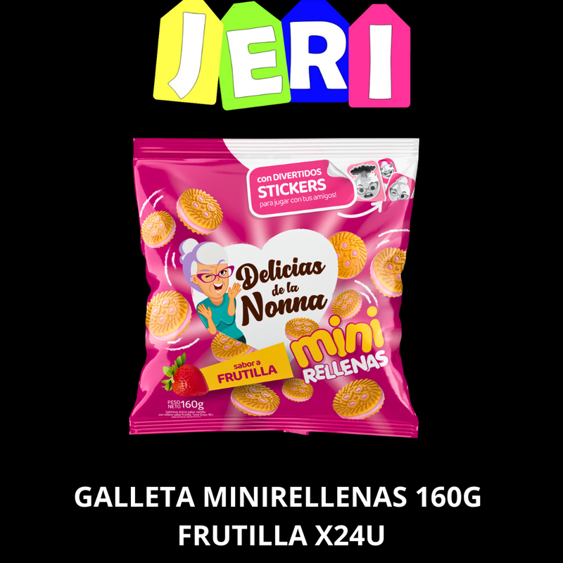 GALLETA MINIRELLENAS DEL DE LA NONNA 160G FRUTILLA X24U