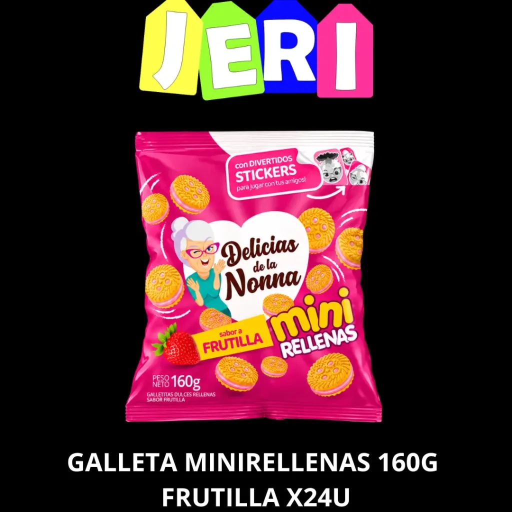 GALLETA MINIRELLENAS DEL DE LA NONNA 160G FRUTILLA X24U