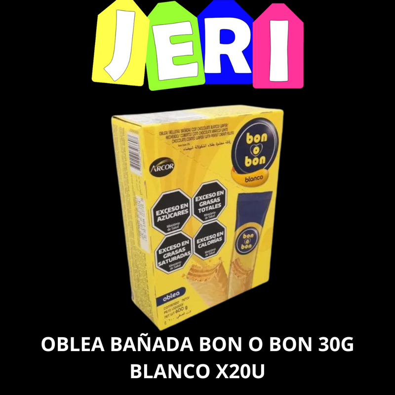 OBLEA BAÑADA BON O BON 30G BLANCO X20U