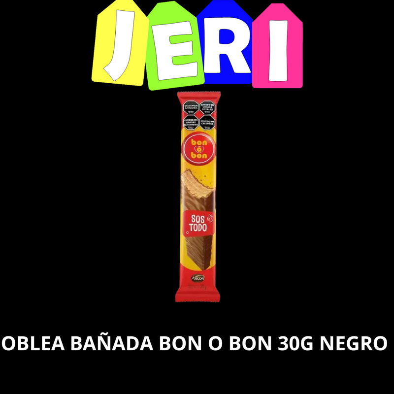 OBLEA BAÑADA BON O BON 30G NEGRO