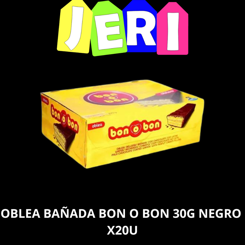 OBLEA BAÑADA BON O BON 30G NEGRO X20U