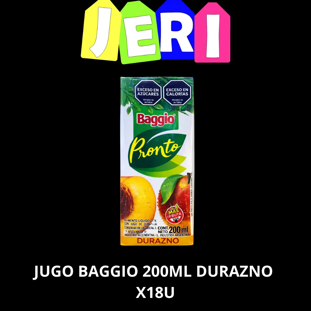 JUGO BAGGIO 200ML DURAZNO X18U