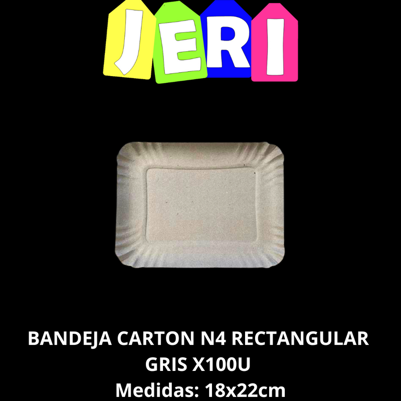 [294] BANDEJA CARTON N4 RECT GRIS X100U