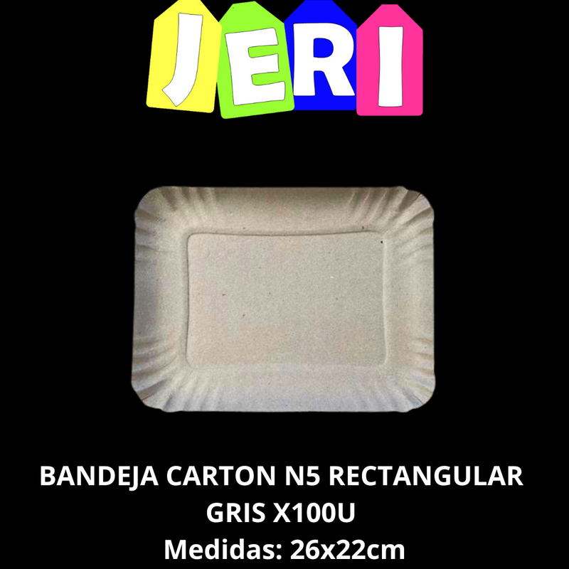 [296] BANDEJA CARTON N5 RECT GRIS X100U