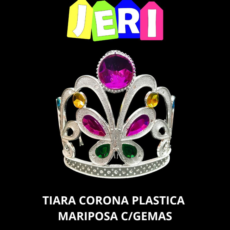 TIARA CORONA PLASTICA MARIPOSA C/GEMAS