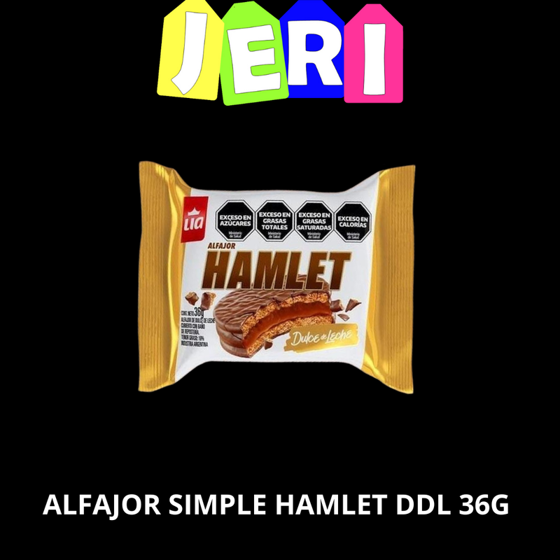 ALFAJOR SIMPLE HAMLET DDL 36G NEGRO