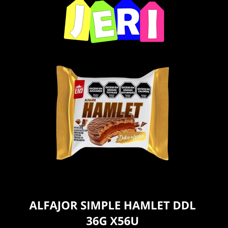 ALFAJOR SIMPLE HAMLET DDL 36G X56U NEGRO