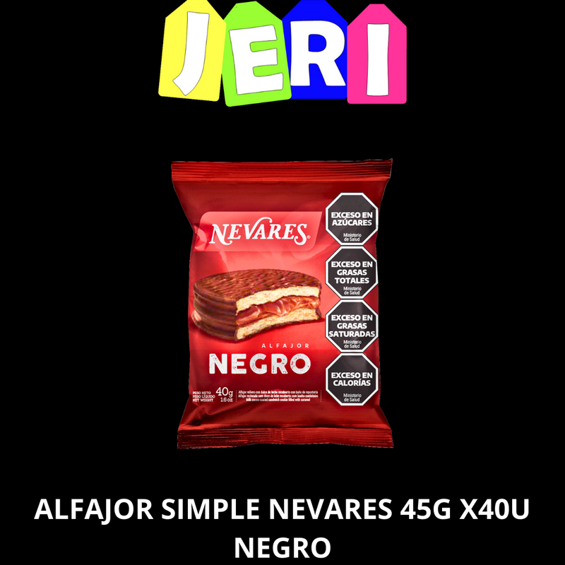 ALFAJOR SIMPLE NEVARES 45G X40U NEGRO
