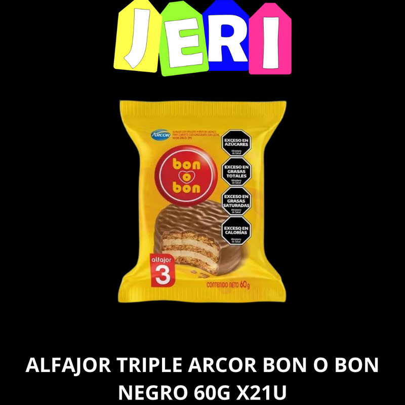 ALFAJOR TRIPLE ARCOR BON O BON NEGRO 60G X21U