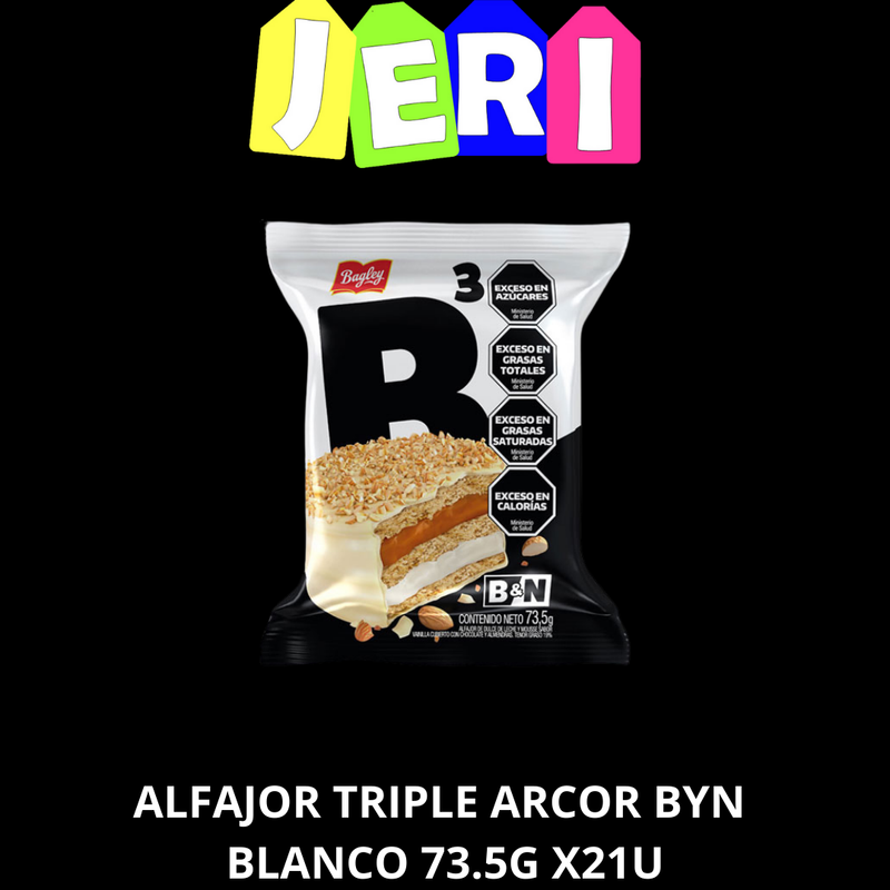 ALFAJOR TRIPLE ARCOR BYN BLANCO 73.5G X21U