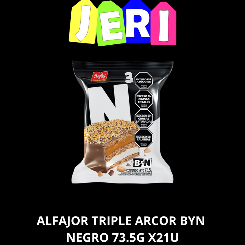 ALFAJOR TRIPLE ARCOR BYN NEGRO 73.5G X21U