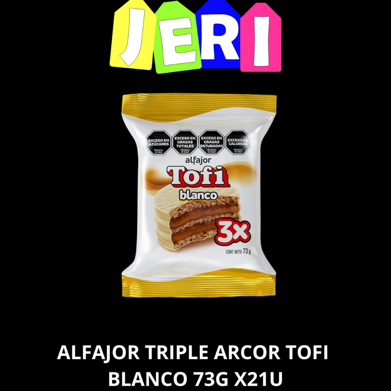 ALFAJOR TRIPLE ARCOR TOFI BLANCO 73G X21U
