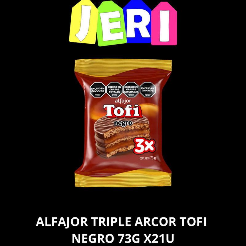 ALFAJOR TRIPLE ARCOR TOFI NEGRO 73G X21U