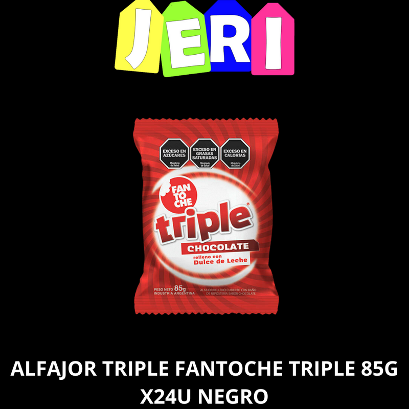 ALFAJOR TRIPLE FANTOCHE 85G X24U NEGRO
