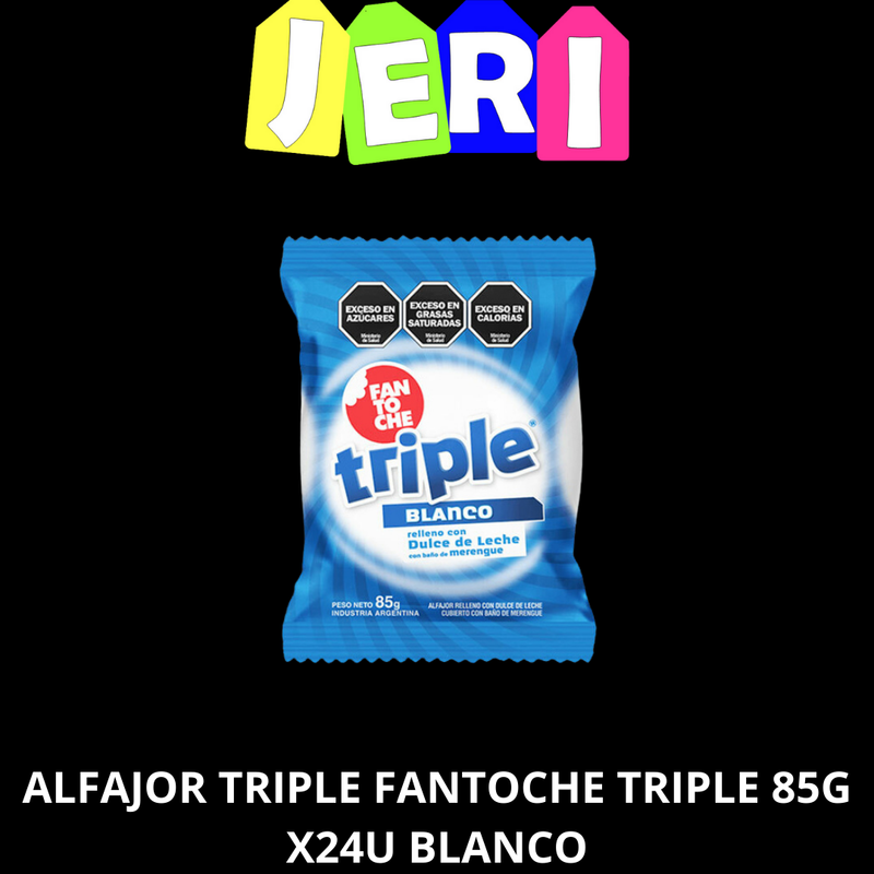 ALFAJOR TRIPLE FANTOCHE 85G X24U BLANCO