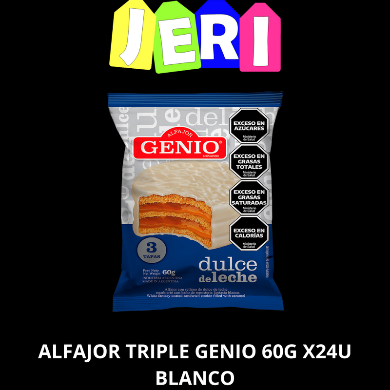 ALFAJOR TRIPLE GENIO 60G X24U BLANCO