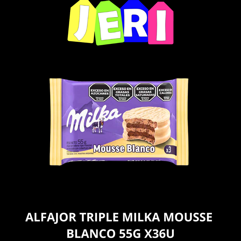 ALFAJOR TRIPLE MILKA MOUSSE BLANCO 55G X36U