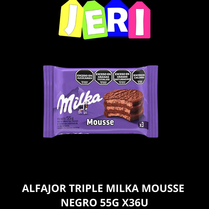 ALFAJOR TRIPLE MILKA MOUSSE NEGRO 55G X36U