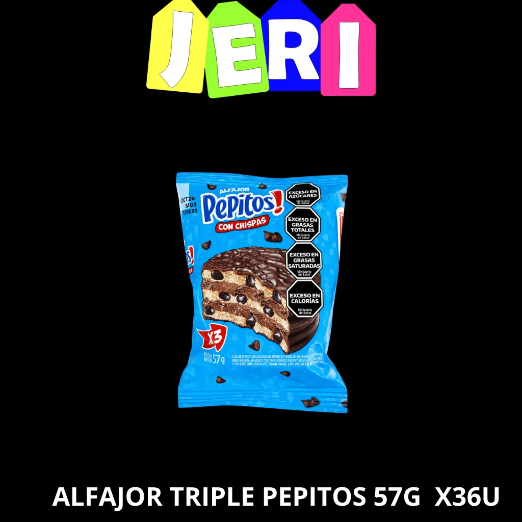 ALFAJOR TRIPLE PEPITOS 57G X36U