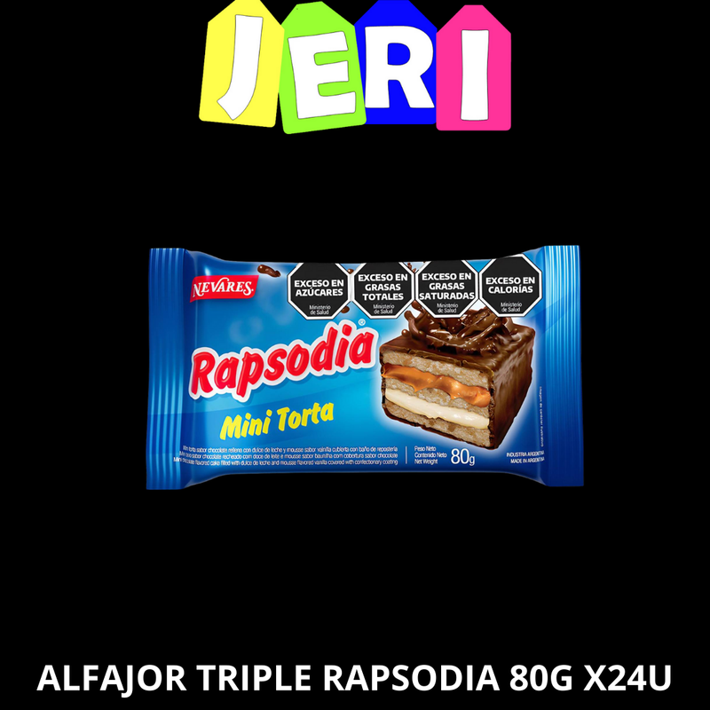 ALFAJOR TRIPLE RAPSODIA 80G X24U