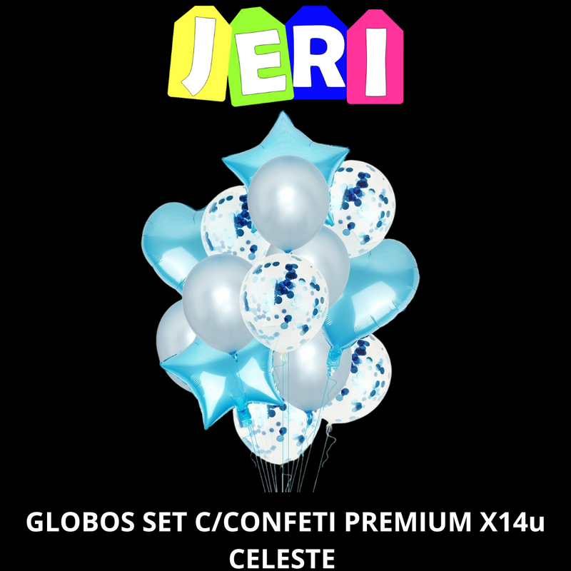 GLOBOS SET C/ CONFETI PREMIUM X14U