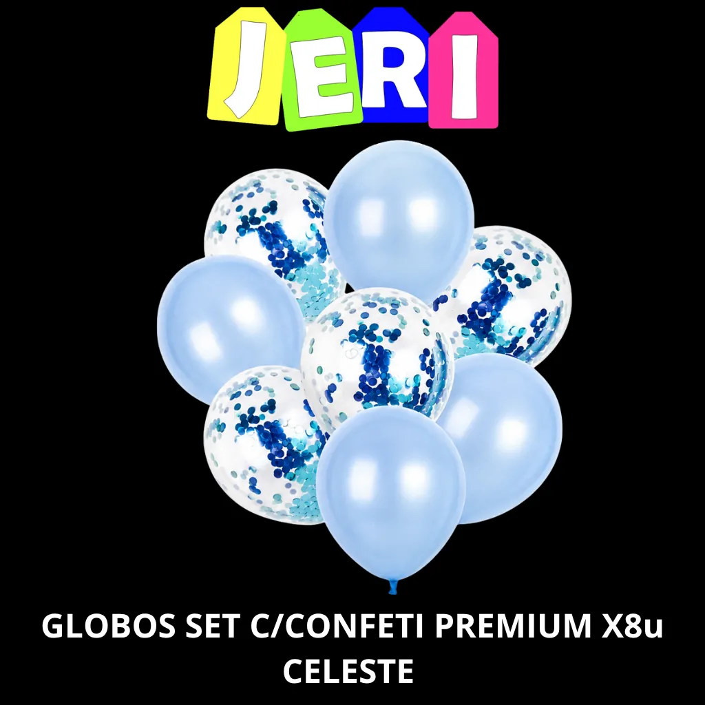 GLOBOS SET C/ CONFETI PREMIUM X8U