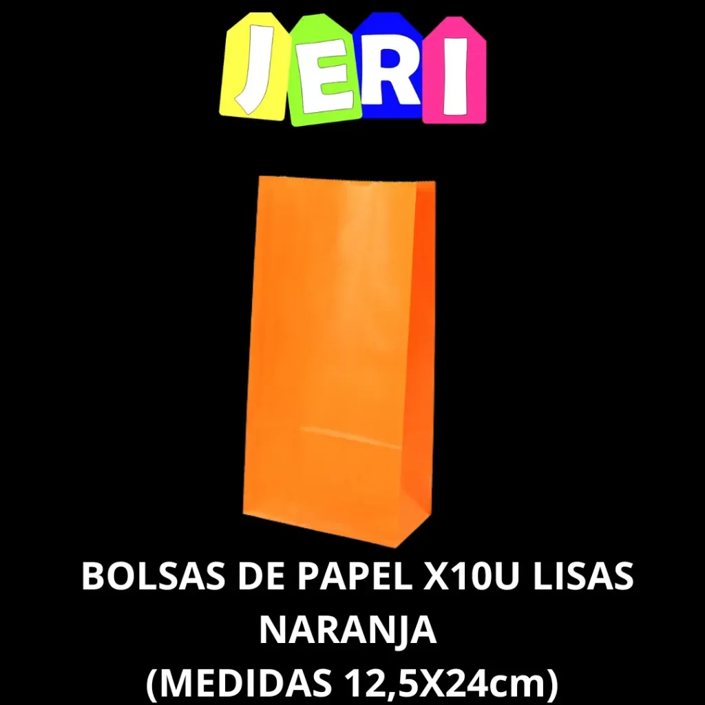 BOLSAS DE PAPEL X10u LISAS (NARANJA)
