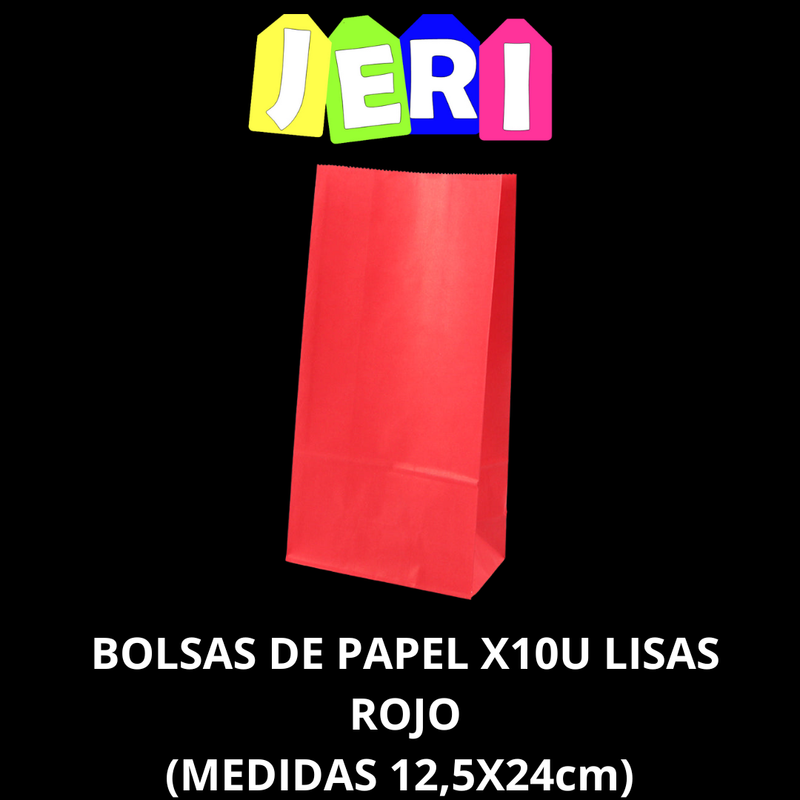 BOLSAS DE PAPEL X10u LISAS (ROJO)