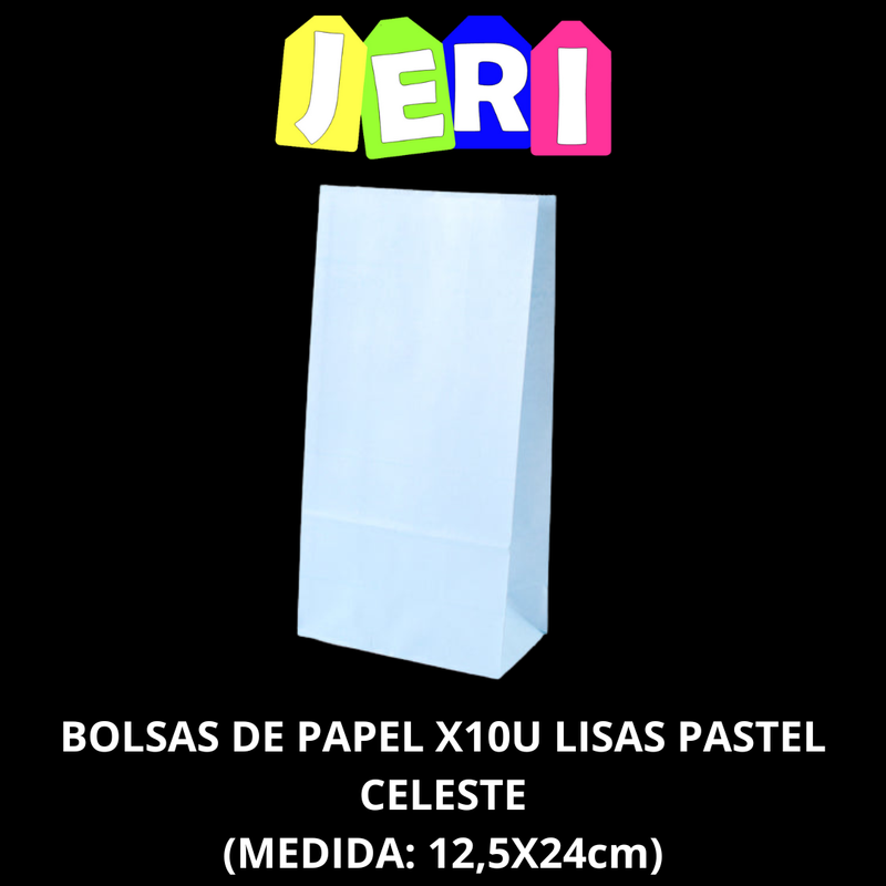BOLSAS DE PAPEL X10u LISAS PASTEL (CELESTE)