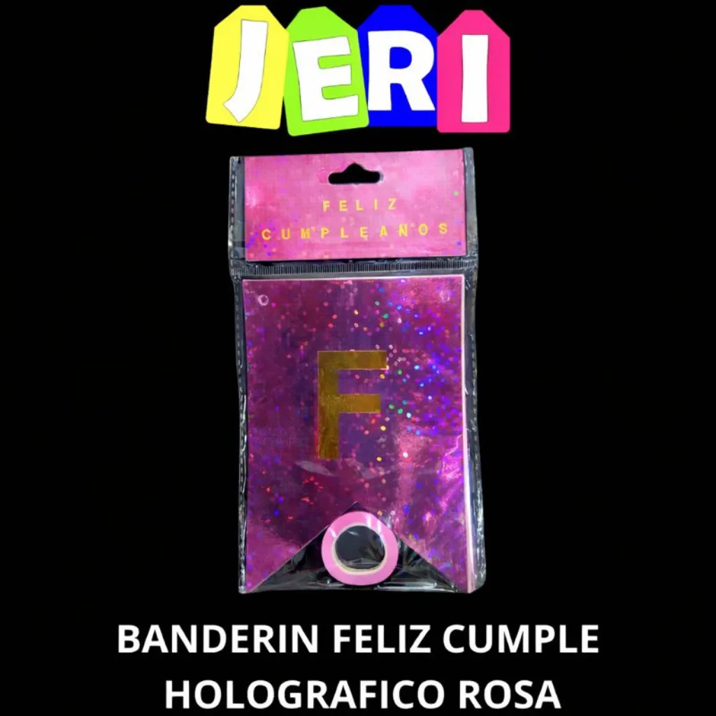 BANDERIN FELIZ CUMPLEAÑOS HOLOGRAFICO