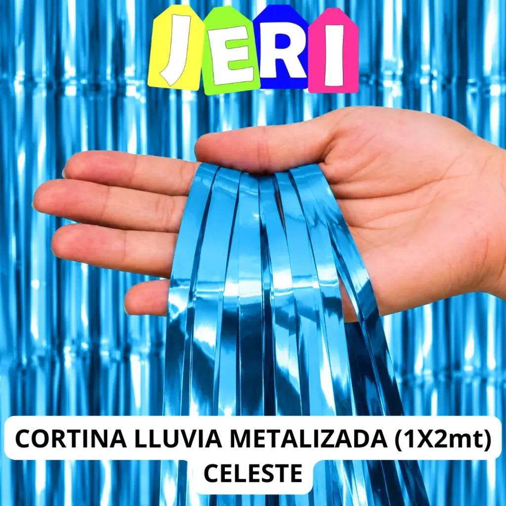 CORTINA LLUVIA METALIZADA (CELESTE)