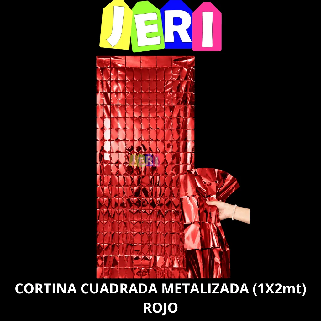 CORTINA CUADRADA METALIZADA (ROJO)