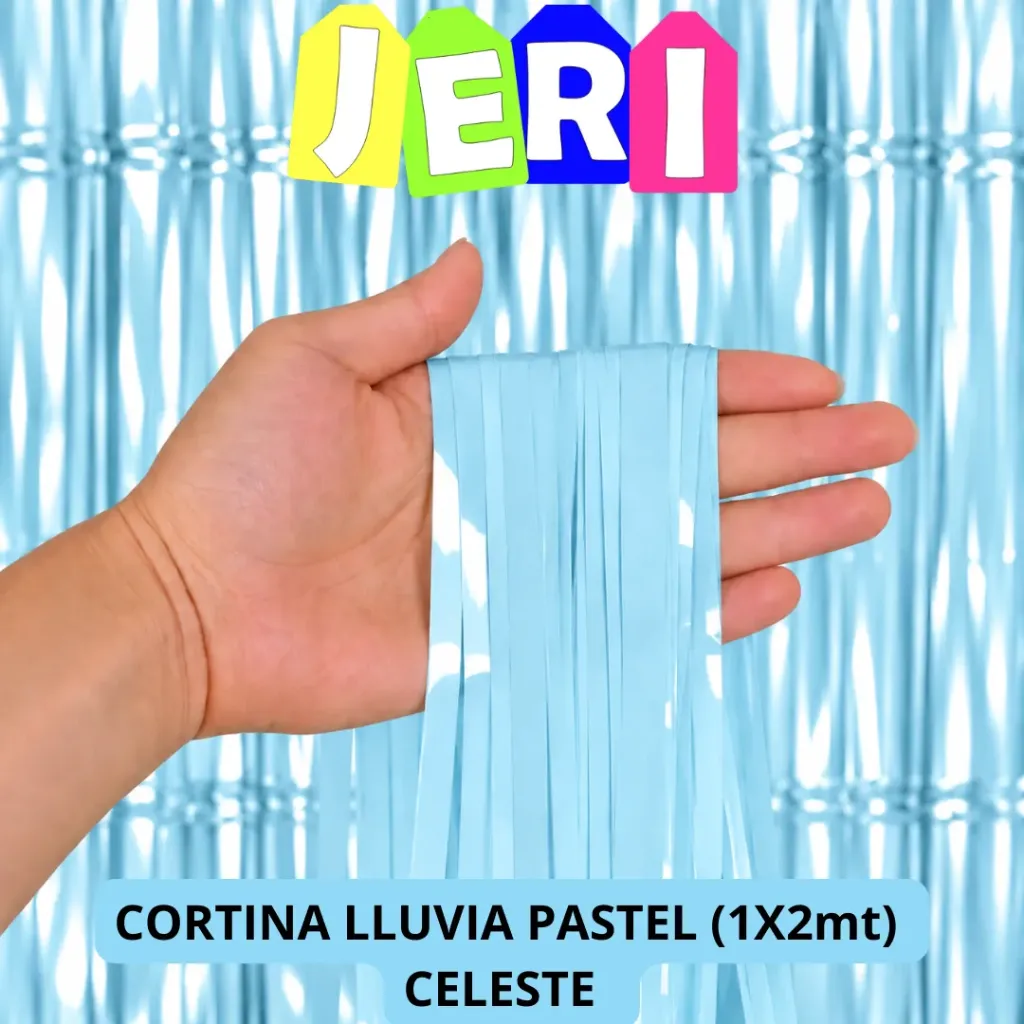 CORTINA LLUVIA PASTEL (CELESTE)