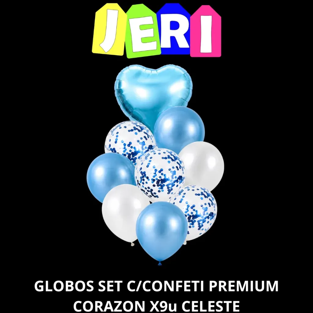 GLOBOS SET C/ CONFETI PREMIUM X9U CORAZON
