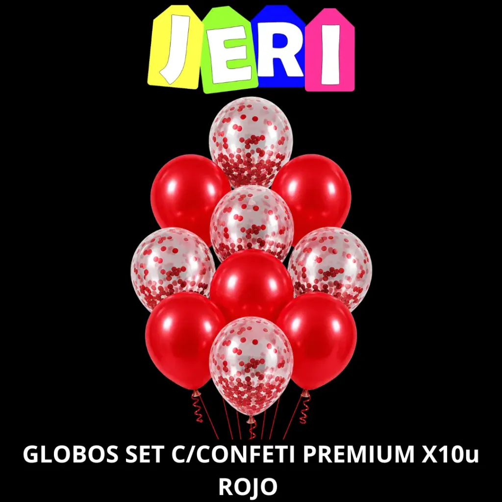 GLOBOS SET C/ CONFETI PREMIUM X10U