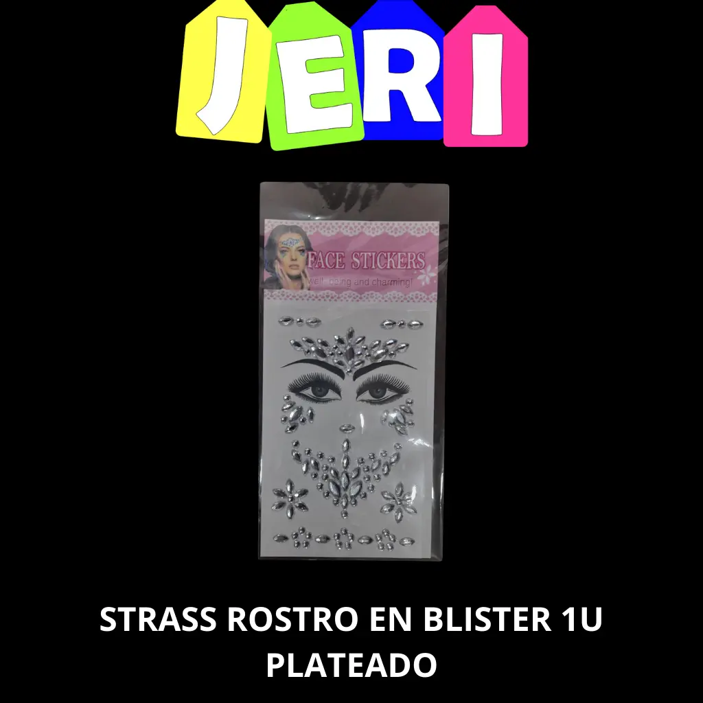 STRASS ROSTRO EN BLISTER 1U (PLATEADO)