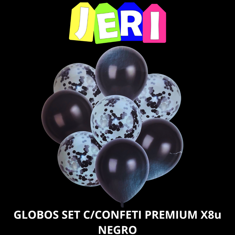 GLOBOS SET C/ CONFETI PREMIUM X8U