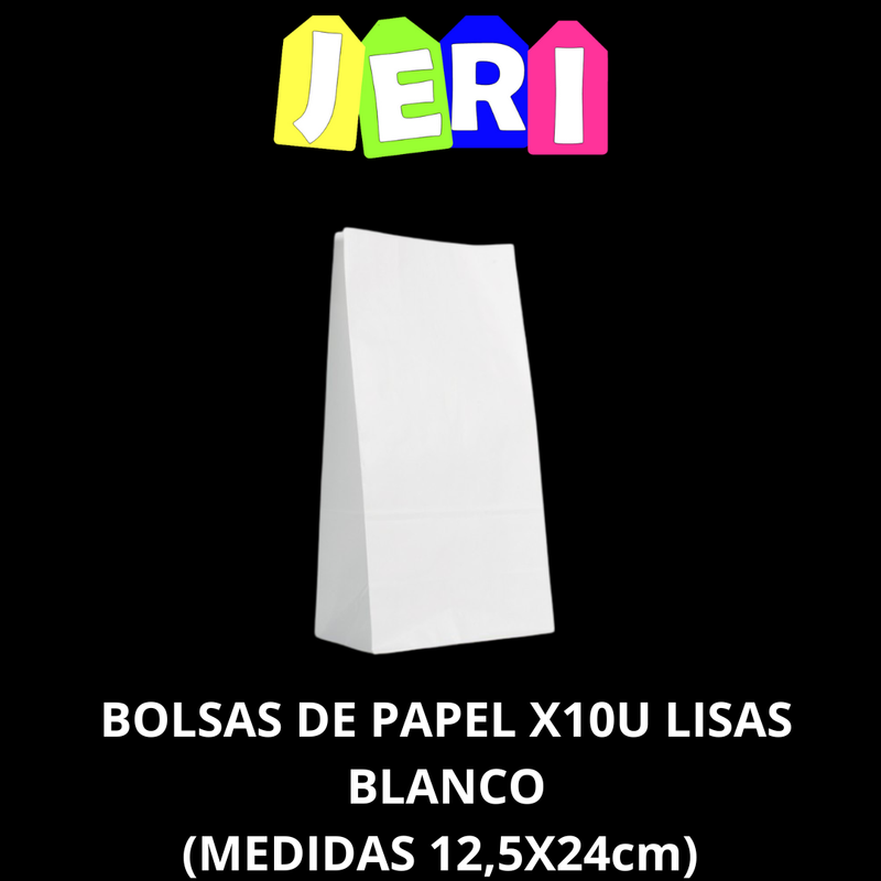 BOLSAS DE PAPEL X10u LISAS (BLANCO)