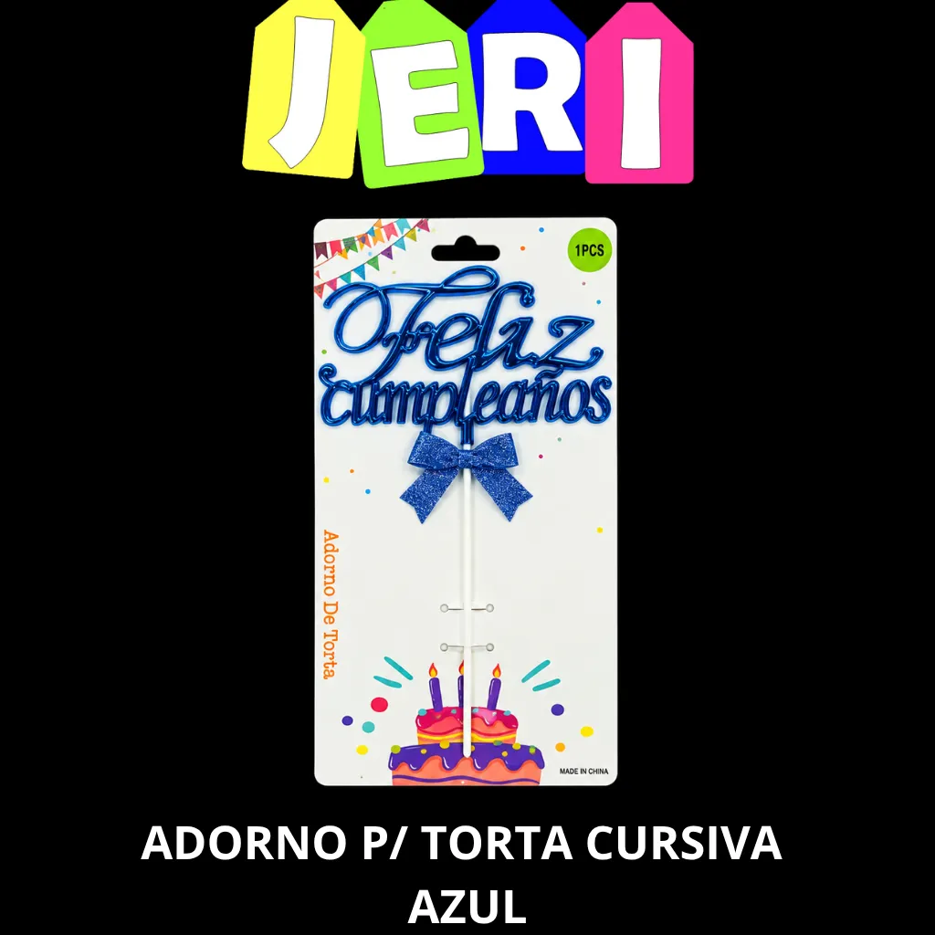 ADORNO TORTA FELIZ CUMPLEAÑOS CURSIVA